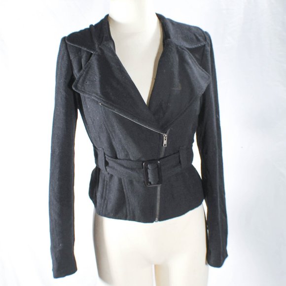 Black Moto Jacket Joan Jett Style Size Medium Edgy Punk Goth - Picture 2 of 10